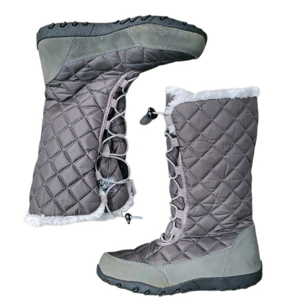 Magellan Womens Sz 6 Winter Snow Boots Gray Faux Fur Lined
